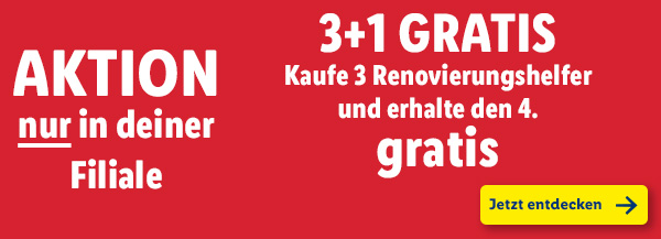 Aktion NUR in deiner Filiale – 3+1 GRATIS: Kaufe 3 Renovierungshelfer und erhalte den 4. gratis
