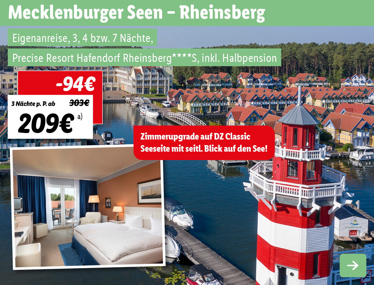 Mecklenburger Seen - Rheinsberg - 4*S Precise Resort Hafendorf Rheinsberg