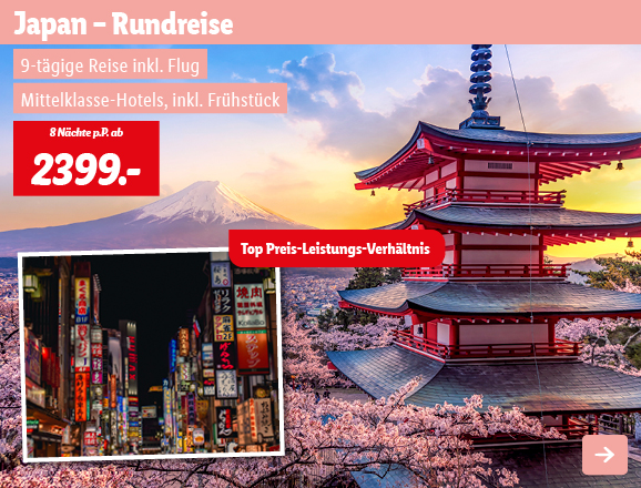 Japan – Rundreise, 8 Nächte p.P. ab 2399€
