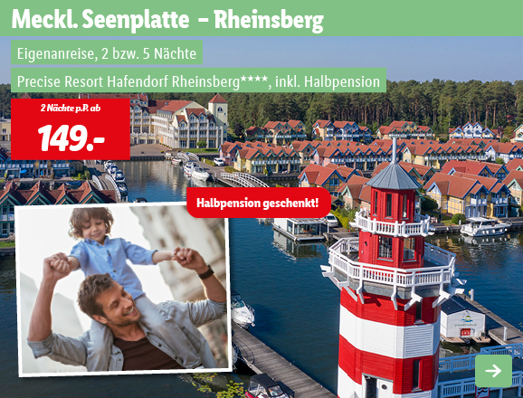 Meckl. Seenplatte - Rheinsberg, 2 Nächte p.P. ab 149€