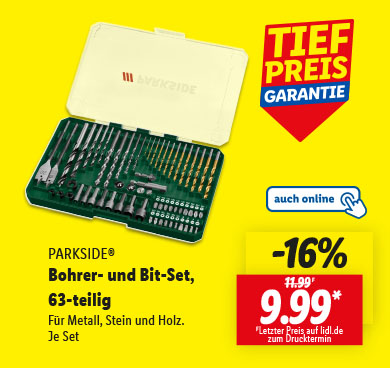 PARKSIDE® Bohrer- und Bit-Set, 63-teilig