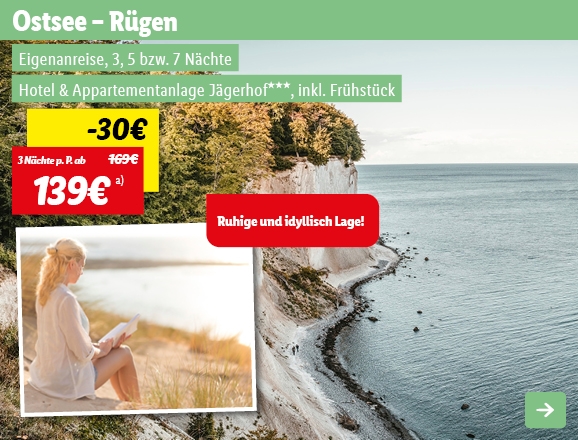 Ostsee - Rügen, 3 Nächte p.P. ab 139€