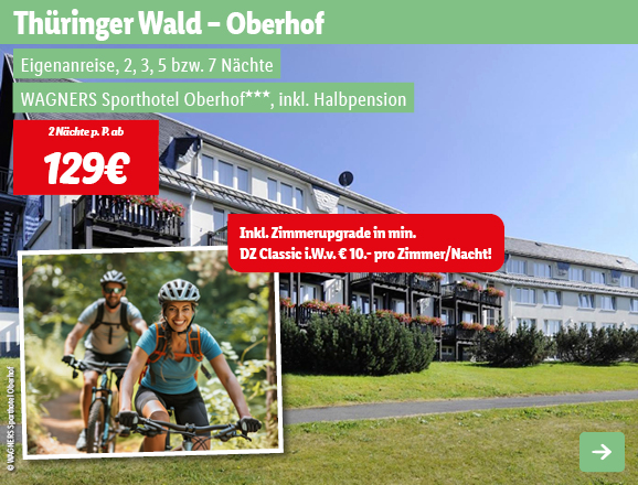 Thüringer Wald, 2 Nächte p.P. ab 129€