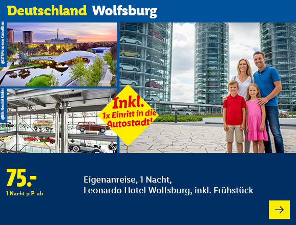 Deutschland Wolfsburg. Angeboten wird eine Eigenanreise für 1 Nacht im Leonardo Hotel Wolfsburg, inkl. Frühstück. Ab 75,- € pro Person für 1 Nacht. Inkl. 1x Eintritt in die Autostadt! Jetzt buchen.