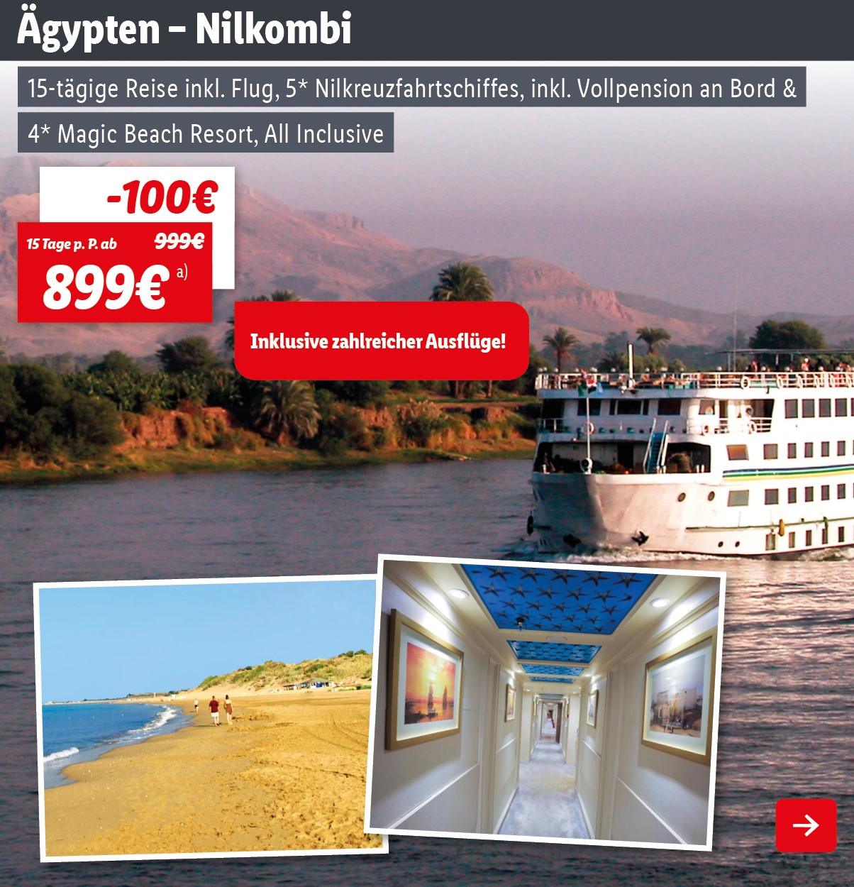 Ägypten - Nilkreuzfahrt & 4* Magic Beach Resort