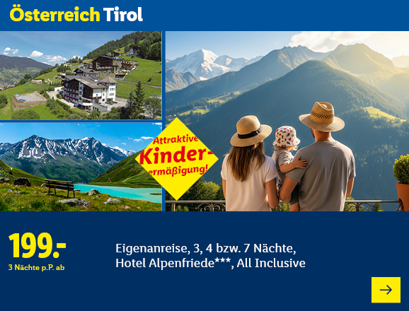 Österreich Tirol. Angeboten wird eine Eigenanreise für 3, 4 bzw. 7 Nächte im Hotel Alpenfriede***, All Inclusive. Ab 199,- € pro Person für 3 Nächte. Attraktive Kinderermäßigung! Jetzt buchen.
