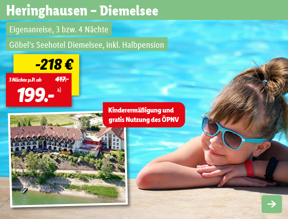 Heringhausen - Diemelsee, 3 Nächte p.P. ab 199€