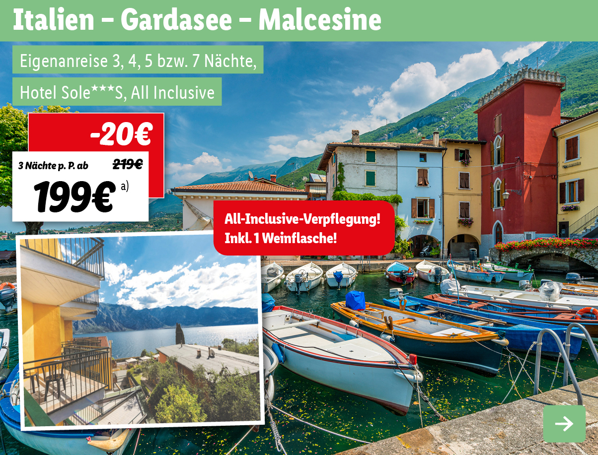 Italien - Gardasee - Malcesine - 3*S Hotel Sole