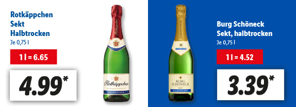 Du hat die Wahl. Rotkäppchen Sekt oder Burg Schöneck Sekt