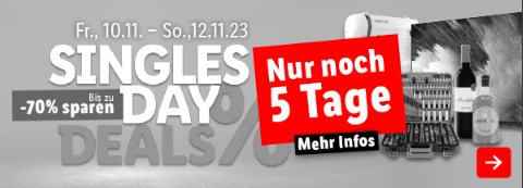 Fr., 10.11.–So., 12.11.: Singles Day Deals – Bis zu -70% sparen – Nur noch 5 Tage – Mehr Infos