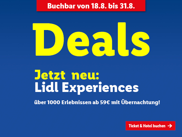 Lidl Reisen Deals. Buchbar vom 18.8. bis 31.8. Ticket & Hotel jetzt buchen!