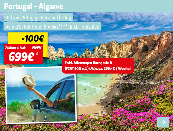 Portugal - Algarve, 7 Nächte p.P. ab 699€
