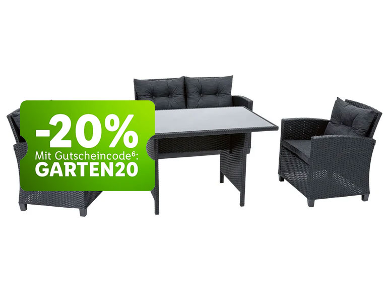 LIVARNO home Lounge-Set, 4-teilig, mit Kissen, anthrazit