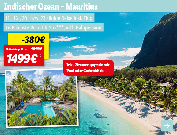 Mauritius,11 Nächte p.P. ab 1499€