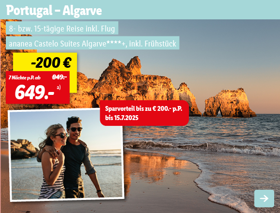Portugal - Algarve, 7 Nächte p.P. ab 649€