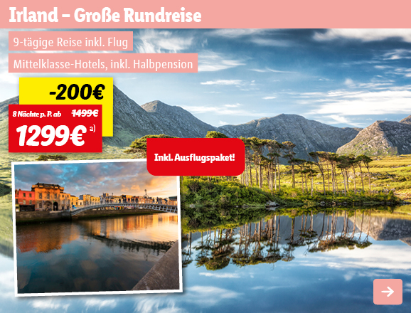 Irland - Große Rundreise, 8 Nächte p.P. ab 1299€