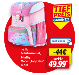 HERLITZ Schulranzen »Loop Plus«, 3-teilig. 44€ günstiger je Set für 49.99€*