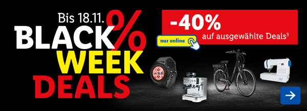 Bis 18.11. – Black Week Deals – -40% auf ausgewählte Deals³