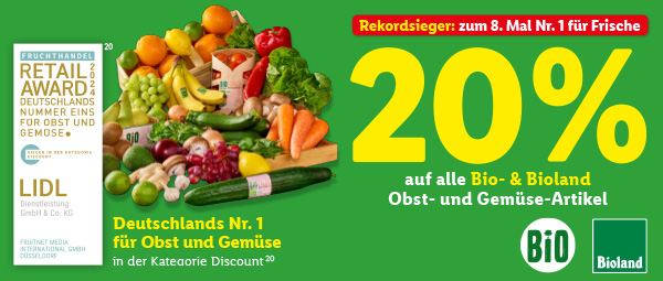 -20% auf alle Bio- & Bioland Obst- und Gemüse-Artikel