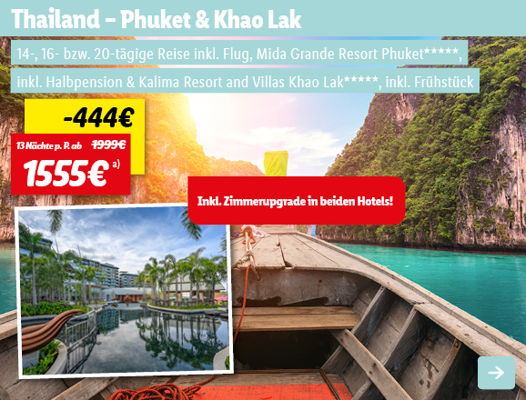 Thailand, 13 Nächte p.P. ab 1555€