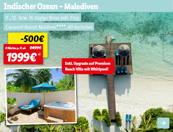 Malediven, 8 Nächte p.P. ab 1999€