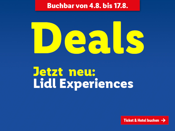 Lidl Reisen Deals. Buchbar vom 14.7. bis 3.8. Ticket & Hotel jetzt buchen!