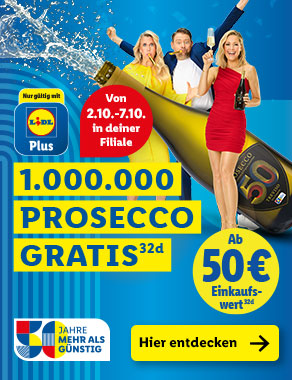 Von 2.10.–7.10. in deiner Filiale: 1.000.000 Prosecco gratis – Ab 50€ Einkaufswert