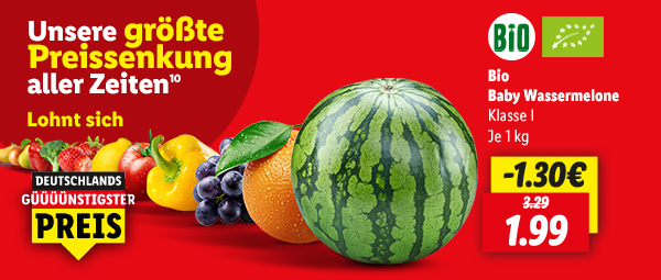 Bio Baby Wassermelone Klasse I Je 1 kg für 1.99€