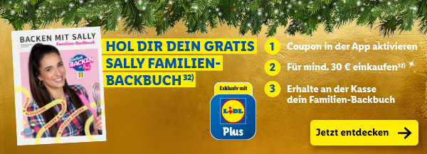 Hol dir dein gratis Sally Familien-Backbuch exklusiv mit Lidl Plus