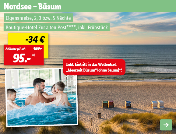 Nordsee - Büsum, 2 Nächte p.P. ab 95€