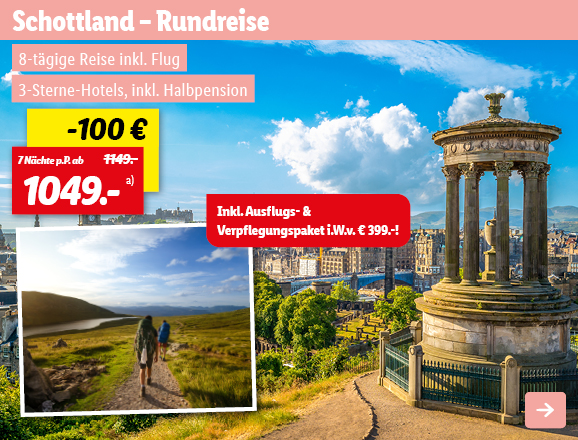 Schottland - Rundreise, 7 Nächte p.P. ab 1049€