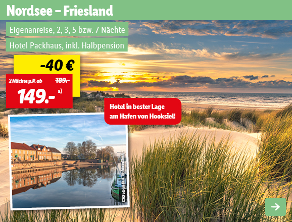 Nordsee - Friesland, 2 Nächte p.P. ab 149€