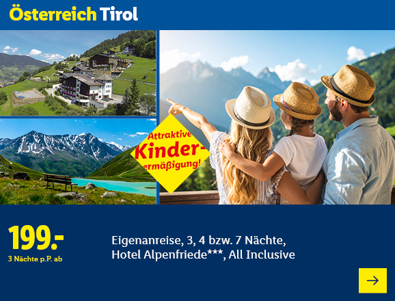 Österreich Tirol. Angeboten wird eine Eigenanreise für 3, 4 bzw. 7 Nächte im Hotel Alpenfriede***, All Inclusive. Ab 199,- € pro Person für 3 Nächte. Attraktive Kinderermäßigung! Jetzt buchen.