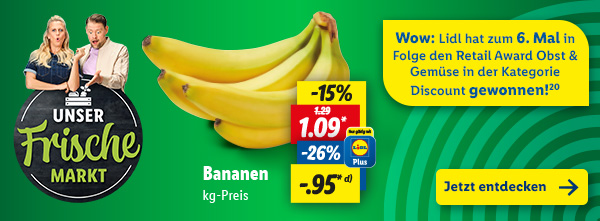 Unser Frische Markt – Wow: Lidl hat zum 6. Mal in Folge den Retail Award Obst & Gemüse in der Kategorie Discount gewonnen!²⁰