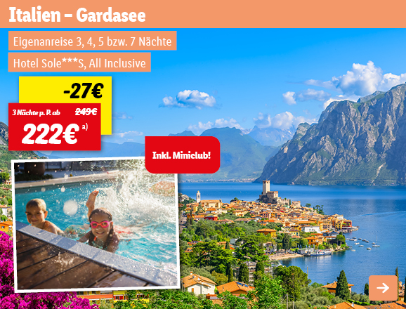 Sommer, Sonne, Gardasee, 3 Nächte p.P. ab 222€