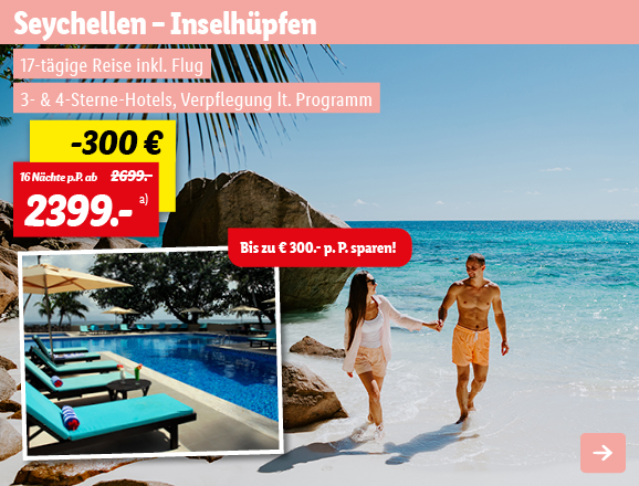 Seychellen - Inselhüpfen, 16 Nächte p.P. ab 2399€