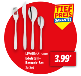 LIVARNO home Edelstahl-Besteck-Set, je Set für 3.99€*