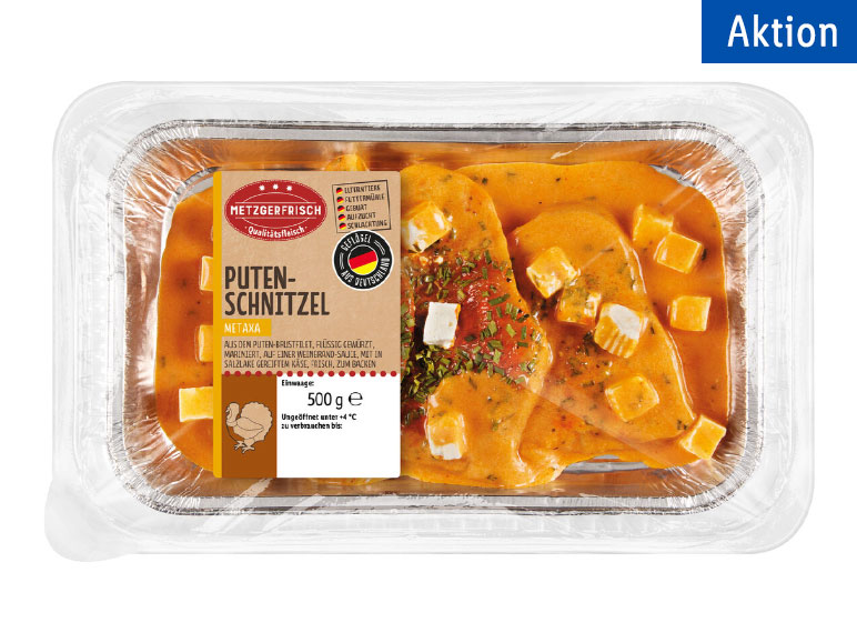 Metzgerfrisch Putenschnitzel auf Metaxa-Sauce