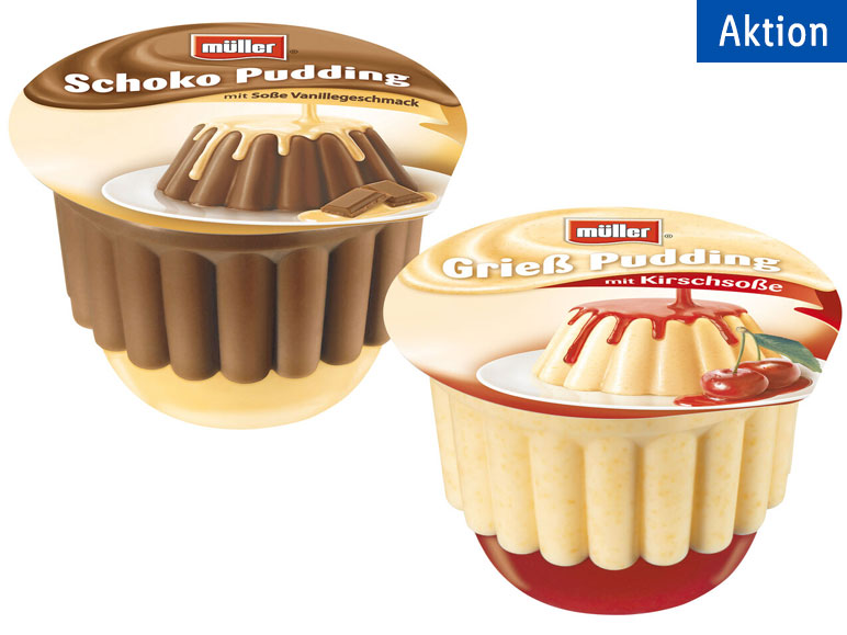 Müller Pudding mit Soße