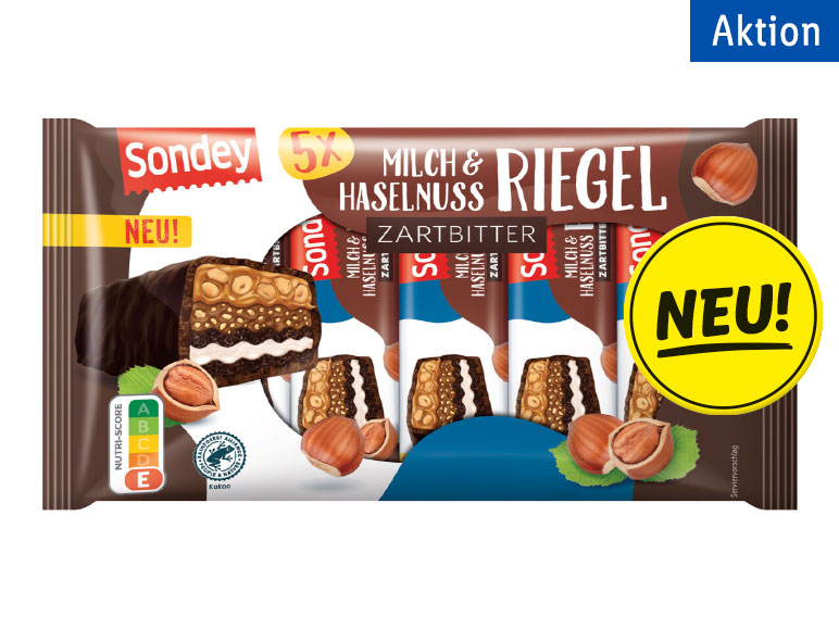 Sondey Milch & Haselnuss Riegel Zartbitter