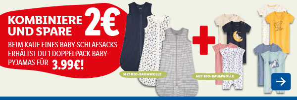 Aktion Babypyjama + Schlafsack