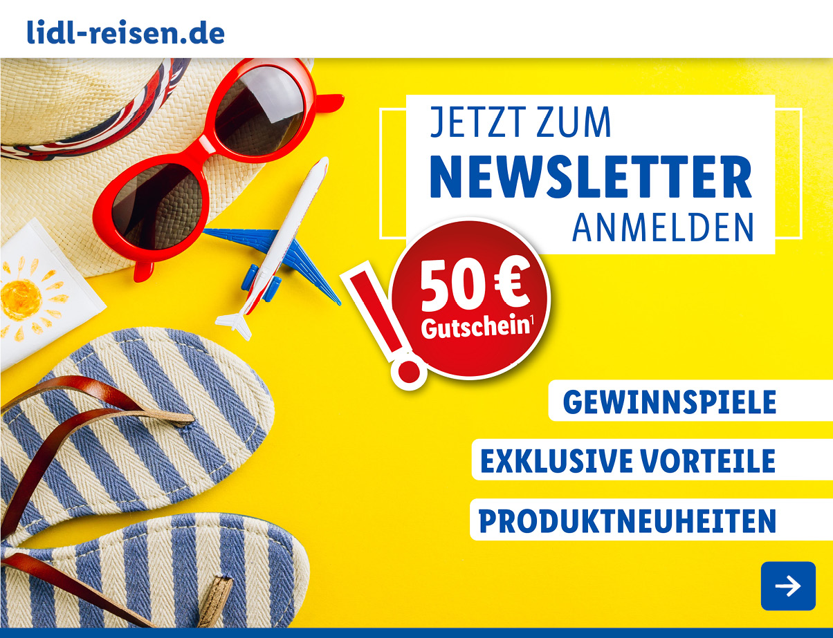 Lidl Reisen: Anmeldung zum Newsletter