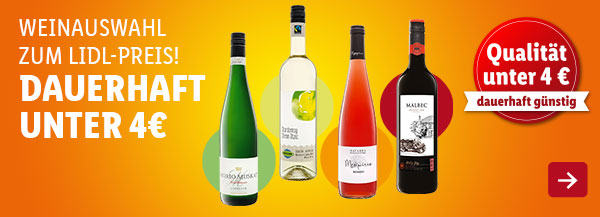 Wein & Spirituosen: Weinauswahl zum Lidl-Preis! Dauerhaft unter 4€