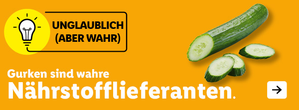 Unglaublich (aber wahr): Gurken sind wahre Nährstofflieferanten. Jetzt beim Frischesieger: Gurken – 44 % günstiger – nur 49 Cent je Stück.