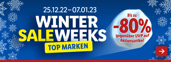 Winter Sale Weeks vom 25.12.22 bis 07.01.23: Bis zu -80% gegenüber UVP auf Aktionsartikel