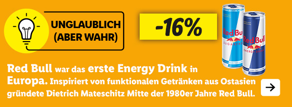 Unglaublich (aber wahr): Red Bull war das erste Energy Drink in Europa. Inspiriert von funktionalen Getränken aus Ostasien gründete Dietrich Mateschitz Mitte der 1980er Jahre Red Bull.