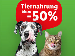 Tiernahrung bis zu -50%