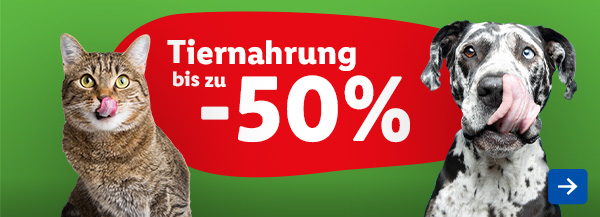 Tiernahrung bis zu -50%